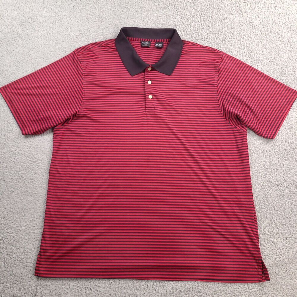 Van Heusen Sport Polo Shirt Men's‎ XXL Red Black Striped Golf